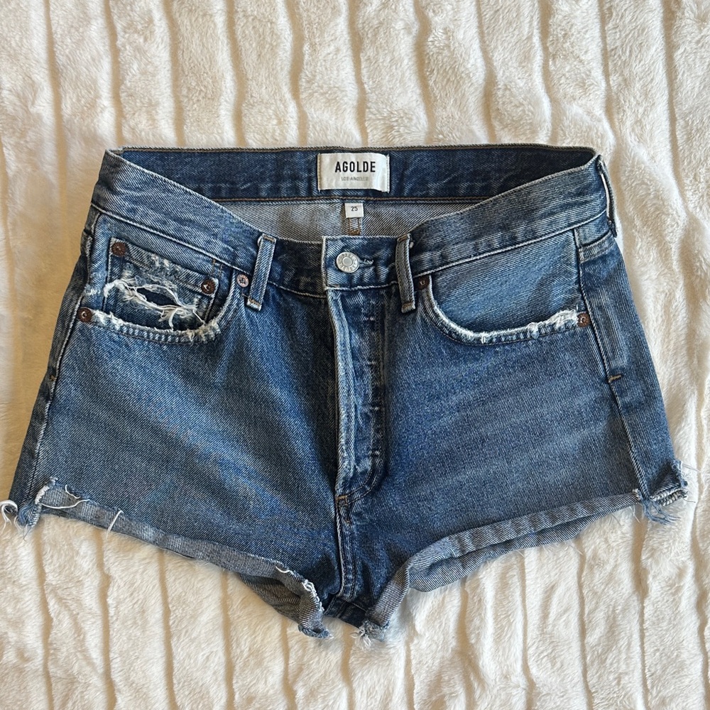 Agolde Dark Blue Jean Shorts